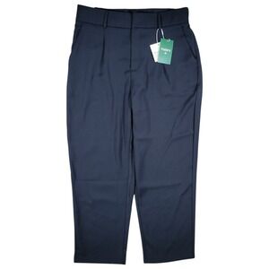 Halara‎ Trousers Womens L Petite Black Ankle Pleated High Waist Office Business
